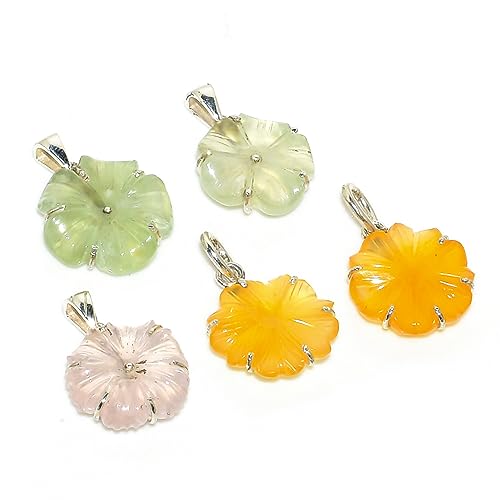 Pendentif cornaline femme en argent 925 | Bijou pierre précieuse fleur - 7