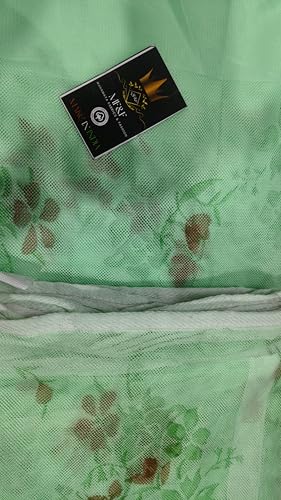 Image of Multicolor Soft Cotton Mosquito net Double Bed King Size | Pure Cotton Mosquito net (Printed-Green, 7x8)