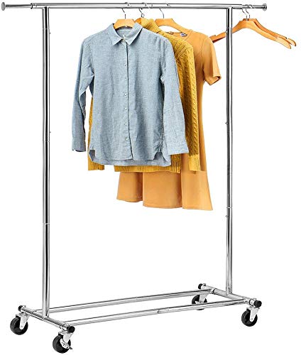Drm Folding/Collapsible Clothing/Garment Rack,250 Lbs Heavy-Duty Rolling Clothes Organizer Rack,Chrome #TOP3