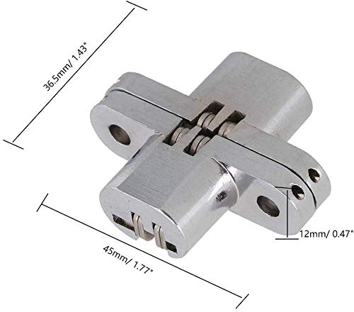 2Pair (4Pcs) Of 1-3/4'' Hidden Hinges Stainless Steel Invisible Door Hinges Concealed Barrel Wooden Box Silver #TOP1
