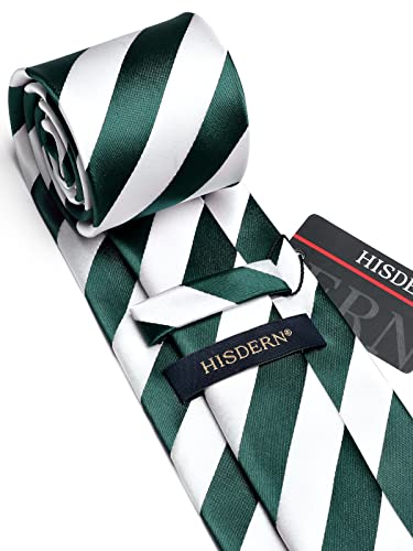 Image of HISDERN Mens Tie Striped Ties and Handkerchief Set Business Formal Woven Pocket Square Wedding College Stripe Necktie