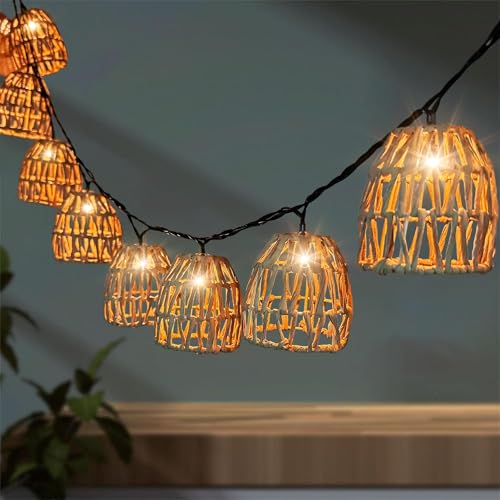 10er LED Lichterkette Aussen,LED Rattankugel Lampion,Lampions Led...