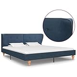 Farbe: Blau vidaXL Polsterbett Klassisch Bettgestell Lattenrost Doppelbett Bett Ehebett Bettrahmen Stoffbett Schlafzimmerbett Schlafzimmermöbel Blau Stoff 180x200cm