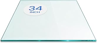 Dulles Glass 34 inch Square Glass Table Top - Tempered - 1/2" Thick Glass Surface, Safe Flat Polished, Eased Corners, Multipurpose for Dining Table, Patio, Coffee and End Table