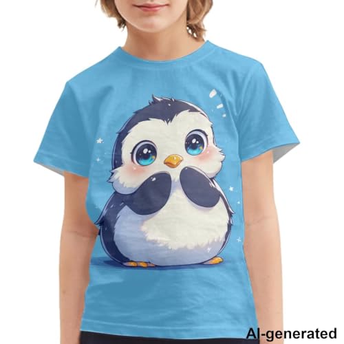 Image of Novelty 3D Graphic T Shirts for Kids Crew Neck Funny Animal Print Short Sleeve Girls Tshirts 3-16 Years