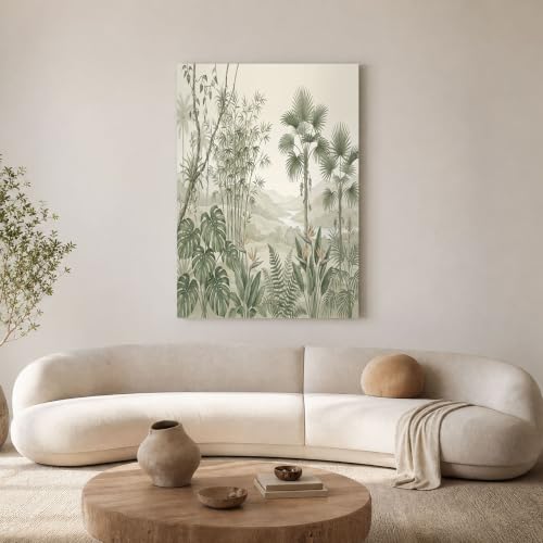 Jungle tropicale murale art toile vert sauge pour chambre