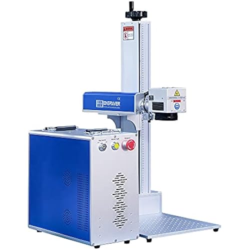 Auto Focus JPT 50W Fiber Laser Marker Engraver 300×300mm Lens and D80 Rotary Axis Fiber Laser Marking Machine Class 1 Laser Output Power 0.39mW