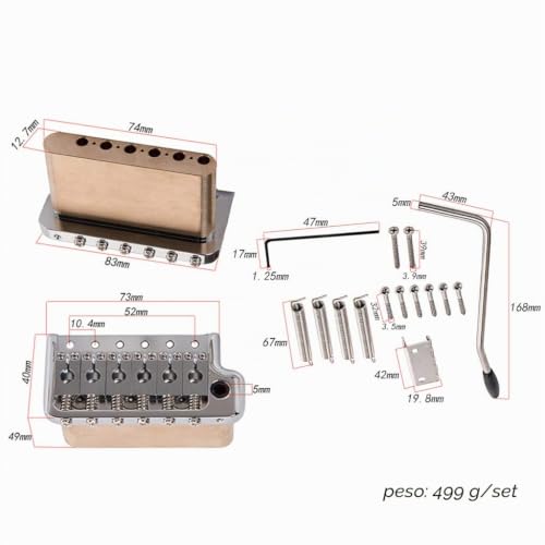 Miniatura 7 de Alnicov - Sistema De Trémolo De Guitarra Eléctrica; Puente De Latón Y Monturas De Acero Inoxidable Para El Reemplazo De La Guitarra Strat St