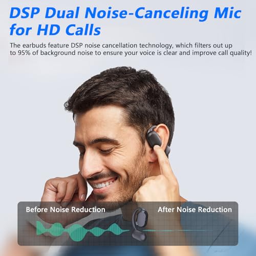 Image of BANIGIPA Open Ear True Wireless Earbuds, Bluetooth 5.4 Headphones w /Dual Mic for Calling, 10g Light&Comfort, Open Ear Earbuds w /Earhooks for Working Running Traveling, IP67 Waterproof, 40H Playtime