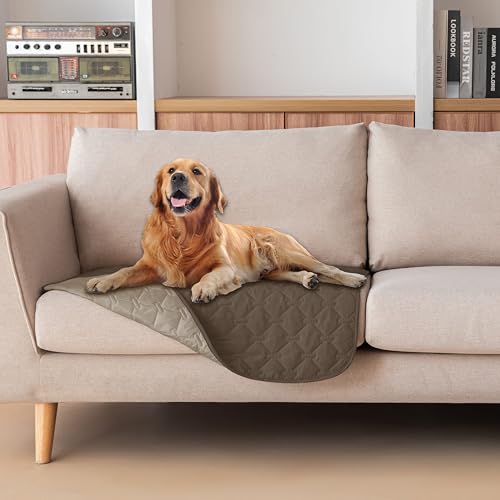 Image of gogobunny 100% Double Sided Waterproof Dog Blanket Soft Pet Bed Cover Reversible Protect Furniture Couch Sofa Car for Puppy Cat Kids (Dark Walnut /Light Walnut, 30x30 Inch (Pack of 1))