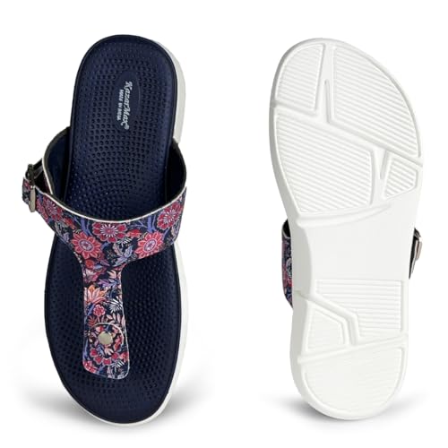 Image of KazarMax Amelia Lightweight | Cushioned | Bounce Back | Floral Printed Flat Thong Sandals For Women