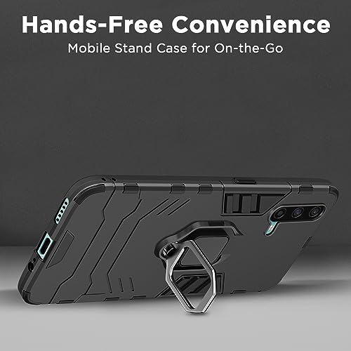 Image of Pikkme Back Cover for OnePlus Nord Ce 5G | 360 Protection | Ring Holder | Kickstand | Tough Armor Case (Black)