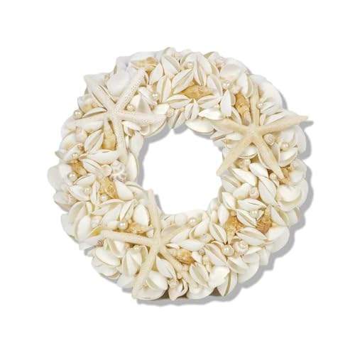 Natural Seashell Wreath w/Shells, Starfish, Pearls, Sea Snails - Spring