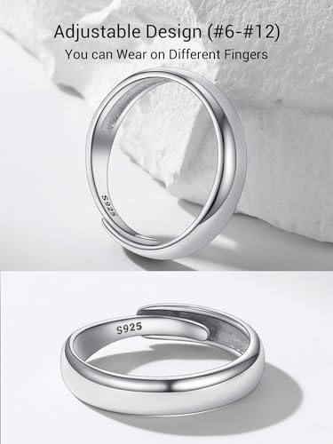PROSILVER 925 Sterling Silver Adjustable Open Ring for Women, Solid Sterling Silver Stackable Ring, knuckle Finger Ring, Pinky Ring, Come with Box3