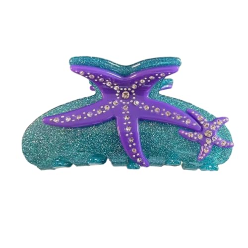 Colrful Gemstone Starfish Hair Clip,Acetate Claw Clips,Hair Clips for Women,Green, 1 Count (Pack of 1)