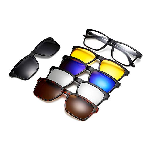 Magnetic 5pcs Clip On Sunglasses Plastic Frame for Night Driving