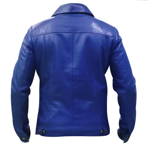 Image of Men's Genuine Leather Trucker Jacket Vintage Motorcycle Black Western Biker Slim Fit Trucker Jacket