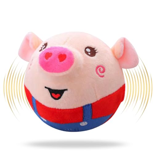 Image of Interactive Talking Pig Plush Toys for Dog - USB Rechargeable & Washable - Musical Pet Toy for Dogs to Play - Vibrating Ball & Plush Pig Dog Toy for Medium & Large Dogs