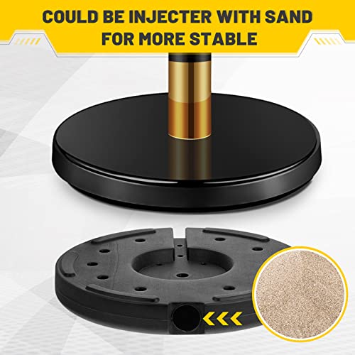 Stainless Steel Stanchion Post Queue 5 ft Red Velvet Rope Red Carpet Ropes and Poles Crowd Control Barriers Sand Injection Hollow Base and Velvet Ropes Set for Party Supplies (4 Pieces, Black, Gold)