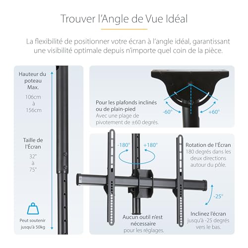 Support plafond pour TV 32 à 75 pouces orientable inclinable FLATPNLCEIL - 4