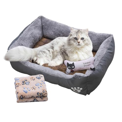 MLqkpwy Cuccia per Cani e Gatti in Tessuto Morbido Con Tappetino Refrigerante, Coperta e Ossa Giocattolo - Cuscino Rettangolare per Animali Domestici