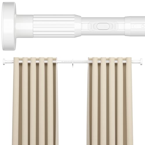 Image of AIZESI 41-100 Inch Heavy Duty White Tension Curtain Rod - No Drilling, Adjustable, Rust-Proof for Outdoor, Living Room, Bathroom