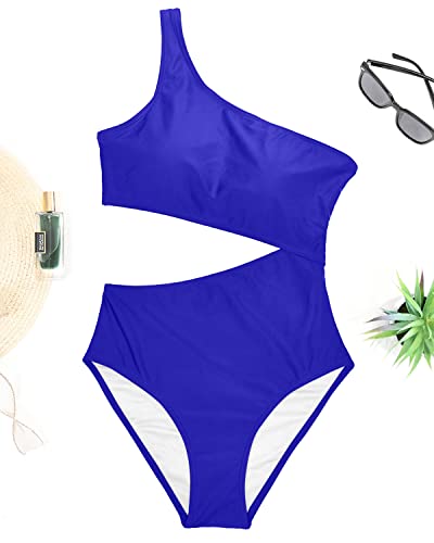 Image of Women's One Piece Swimsuit- One Shoulder Bathing Suit Cutout Tummy Control Swimwear