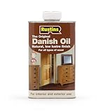Rustins DANO1000 Original Danish Oil 1 Litre - Rich, Natural Glow - Enhances Wood Grain Beautifully, Professional-Grade Finish, Easy DIY Application