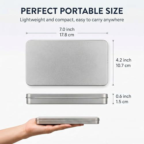 Image of Geiserailie 10 Pack Rectangular Metal Tin Box with Lid Metal Hinged Lid Tin Mini Paint Storage Box Empty Container Storage for Watercolor Jewelry Pen Candy Craft Organizer 7.0 x 4.2 x 0.6'' (Sliver)