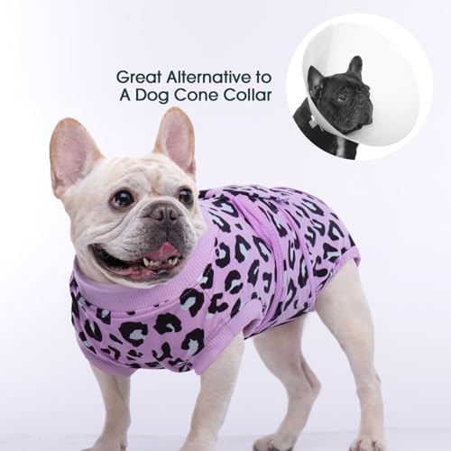 Image of Kuoser Dog Recovery Suit for Dogs After Surgery,Professional Surgical Onesie for Female Male Dogs Spay Neuter,Soft Dog Surgery Suit Bodysuit for Abdominal Wounds Skin Disease,Purple Leopard L