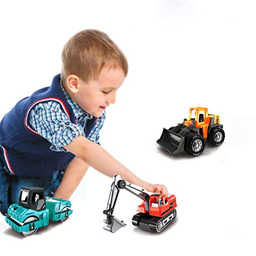 Odowalker Construction Trucks 6Pcs Colorful Mini Assorted Construction Vehicles Alloy Diecast Car Sand Box Excavator Cement Dumper Bulldozer Forklift #TOP1
