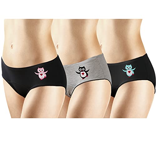 New 3 Pack Bamboo Skin-Friendly Absorbent Menstrual Period Panty Incontinence - Owl
