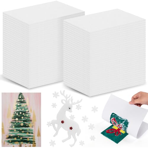 HFKPJRT 50 Pcs Foam Printing Plates, 4 x 6 Inch White Foam Sheets, 2mm Thick Eva Foam Board for Crafts, Styrofoam Sheets Set for Card Making, Crafting, Printing, Stamp, Classroom, Scrap Booking