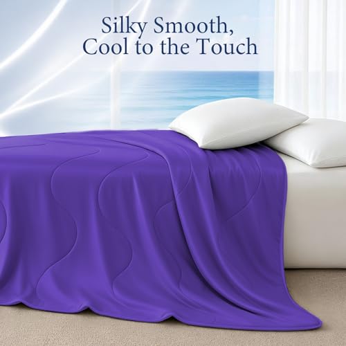 Image of Cooling Comforter for Hot Sleepers, Queen 90x90, Lavender | Cooling blanket feel, Q-Max >0.4 cool touch, double-sided cooling, Sorona fill, for night sweats, lightweight & breathable