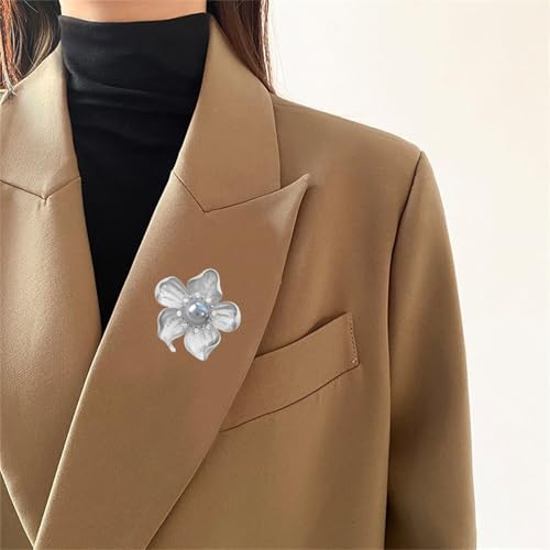 Image of WCRAZYE Yellow Flower White Pearl Brooch for Women Girls - Gold Autumn Flower Pins for Mother, Wife, GF - Wedding, Bridal, Bouquet, Party Charm - Christmas, Valentine's Day