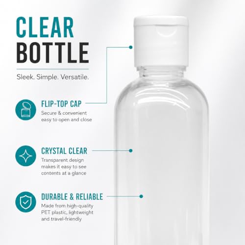 Image of MAPPERZ Empty Clear Refillable Bottles Travel Size, Cosmetic Containers Small Leak Proof Squeeze Bottles with White Flip Top Cap for Toiletries, Shampoo, Round, 100ml, Pack of 3