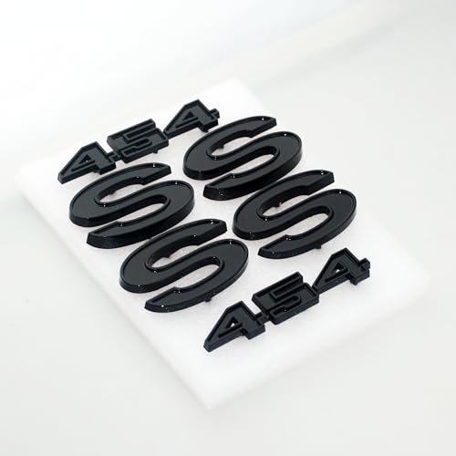 Image of 6Pcs Set SS 454 Fender Emblem 3D Tape Badge Sticker Nameplate Letter Replacement for 1970 1971 1972 El Camino Malibu (Gloss Black)