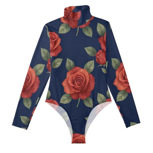 Camiseta de manga larga tipo body con rosas para salir de fiesta
