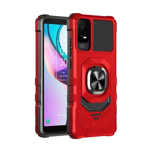 Eaglecell - for TCL ION X/V, 40Z (T430W/T607DL) - Shockproof Protective Phone Case w/Ring Stand - RS7 Red