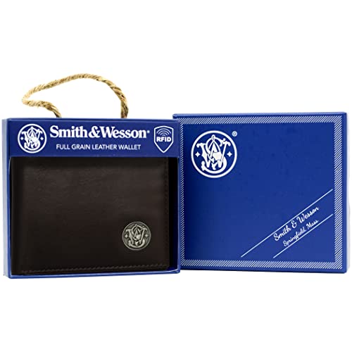 Smith & Wesson Bifold Wallet BLACK & DEEP BROWN Color, Men’s Birthday Gift, Handmade Bifold Wallet (Deep Brown)4