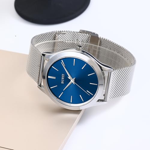 BUREI Men Watches Fashion Analog Stainless Steel Quartz Waterproof Watches,Gift for Men.