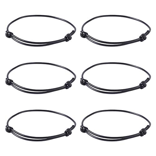 PandaHall 50 pulseras de cordón de poliéster encerado coreano ajustable pulseras de cordón de amistad hechas a manopulseras de protección de cordón trenzado, pulseras de la suerte para mujeres, negro