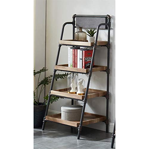 Furniture Of America Kernel Industrial Metal 4-Shelf Bookcase In Sand Black #TOP1