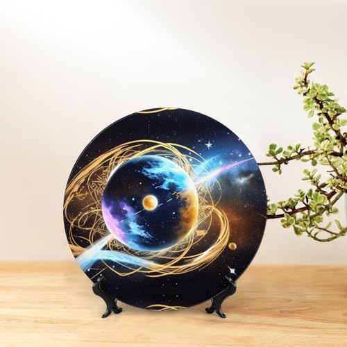 Platos decorativos de estrella celestial con soporte de 7 pulgadas para hogar y oficina 7