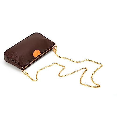 Image of jiesinlov Long Purse Chain Strap mini CrossBody Handbag Gold thin Chains Shoulder Bag Strap Replacement,with Metal Buckles conversion kit for pochette (B 47.2in)