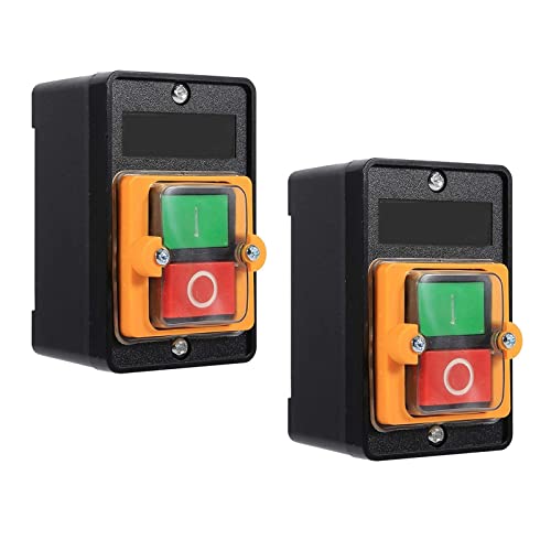 2 Pièces Bouton Poussoir Etanche interrupteur Sécurité, interrupteur à bouton étanche à l'eau machine, Interrupteur à Bouton Poussoir, 220V/380V 10A pour Machines Textiles D'Équipement Mécanique