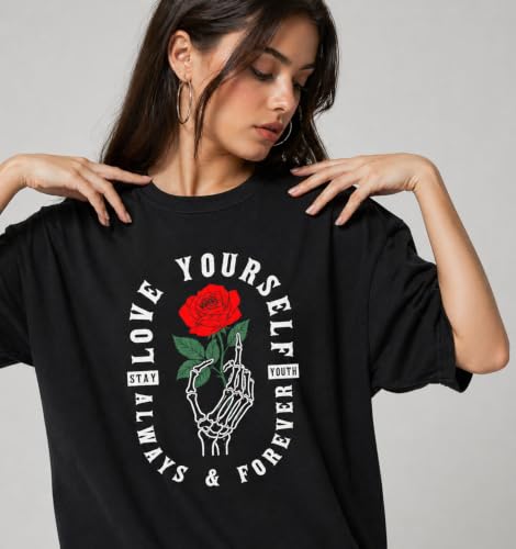 Image of London Hills Oversized Tshirt for Woman | t Shirt for Woman Oversized Fit Printed Round Neck | Tops for Woman's | Women t Shirt Loose Fit Drop Shoulder | t Shirts for Women | Western Tops