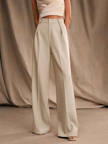 Image of KOTTY Women's Elegant High-Waist Wide-Leg Trousers for Office & Casual Wear