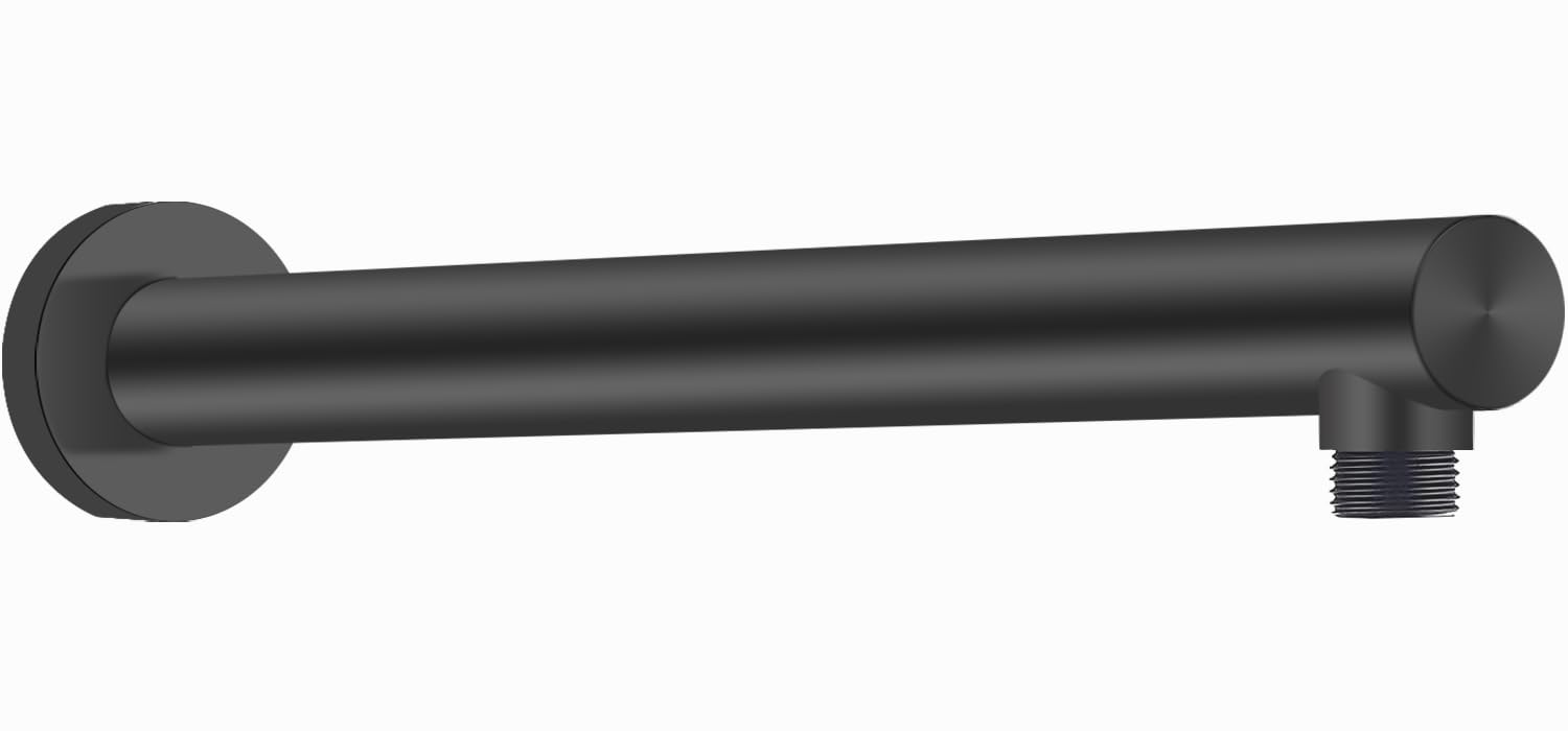 Braccio Doccia A Parete Nero 14 Pollici - Acciaio Inossidabile - Soffione Moderno Per Bagno