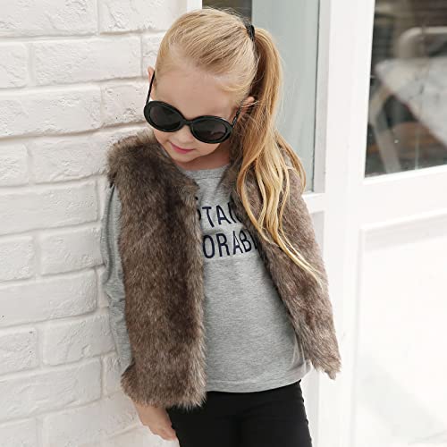Toddler Faux F𝐮r S𝐡erpa Vest Fleece Lined Sleeveless V Neck Gilet Girl Casual Trendy Warm Lightweight Waistcoats4